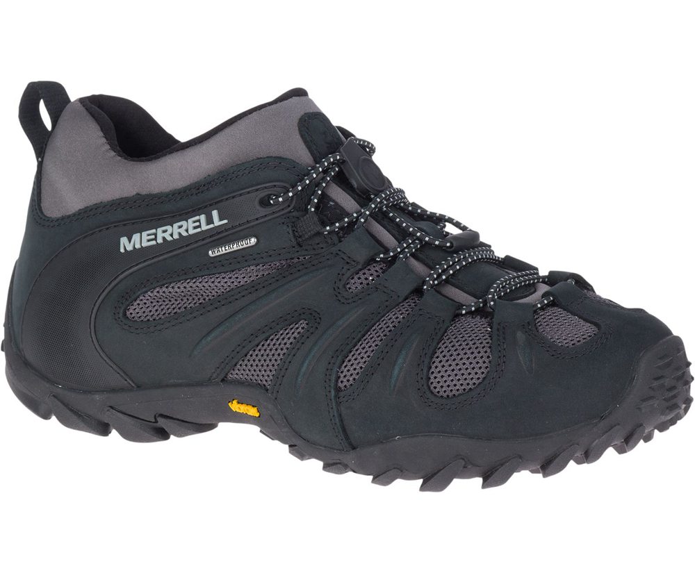 Buty Trekkingowe Merrell Męskie Czarne/Szare - Chameleon 8 Stretch Waterproof - 946312-FVJ